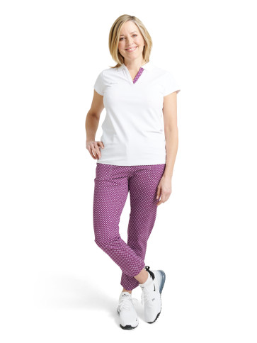 Abacus Womens Merion Polo - Violet Check i str. Medium - (Kollektionsprøve) - (Vejl. udsalgspris er kr. 449,-) 