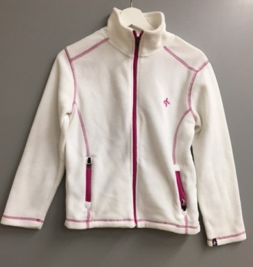 Cross Junior Fleece m/lynlås - hvid i str. 150