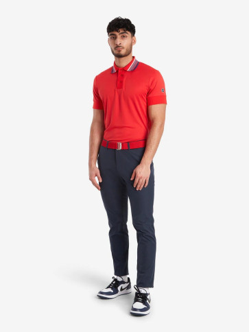 Cross Mens Stripe Polo - Flame Scarlet i str. Large (Kollektionsprøve) - (Vejl. udsalgspris er kr. 599,-)