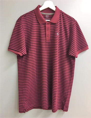 Palm Grove Herre Striped Polo - Rød/Sort - str. Medium