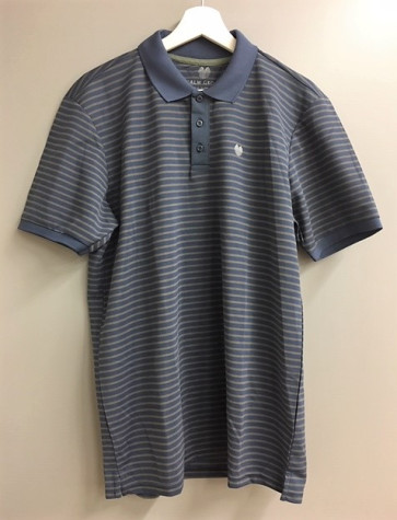 Palm Grove Herre Striped Polo - Blå/Grå - str. Large