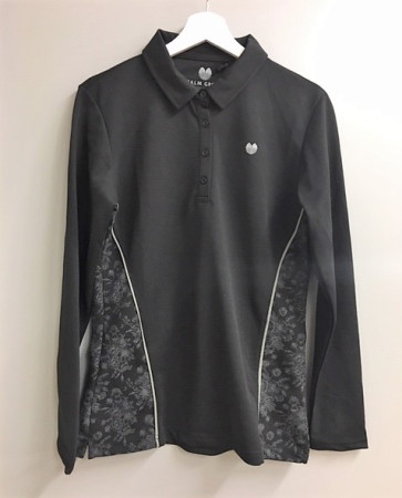 Palm Grove Dame Langærmet Polo - Sort - str. XX/Large