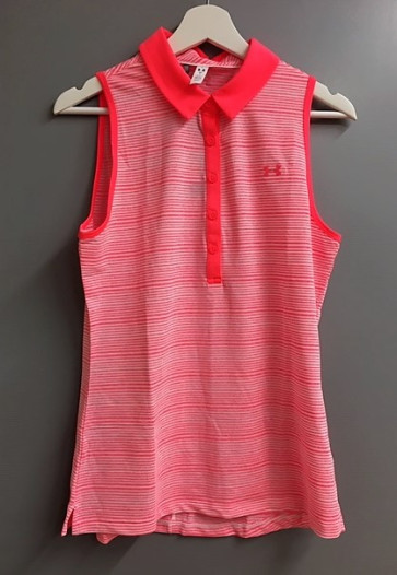 Under Armour Dame Ærmeløs Polo - Peach Stribet - str. Medium