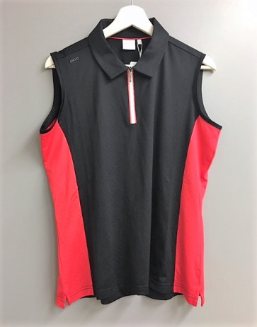 Ping Dame Ærmeløs Polo - Sort/Rød - str. X/Large