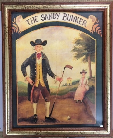 Golfskilt i Træramme 28cm x 23cm "The Sandy Bunker......"