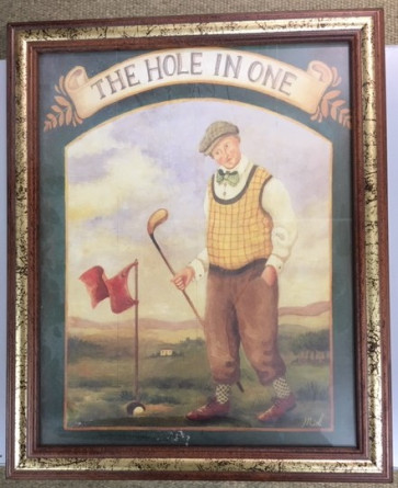 Golfskilt i Træramme 28cm x 23cm "The Hole In One......"