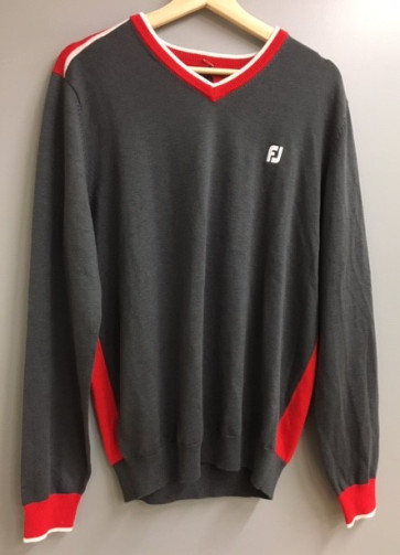 Footjoy Herre Strik Sweater - Grå/Rød - str. Medium