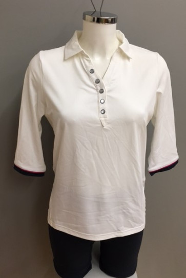 Cross Womens Push 3/4 Polo - Hvid i str. Medium (Kollektionsprøve) (Vejl. udsalgspris = kr. 649)