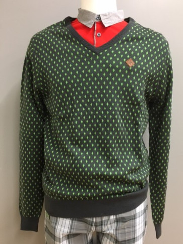 Cross Herre Dot V-Hals - Charcoal i str. Large - (kollektionsprøve) - (vejl. udsalgspris = kr. 899)