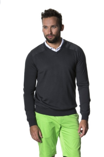 Cross Herre Patch V-Hals - Charcoal i str. Large - (kollektionsprøve) - (vejl. udsalgspris = kr. 899)