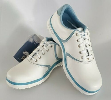 Dame Golfsko: Cirrus Inspire m/spikes - vandtætte - Hvide/Blå i str. 37,5