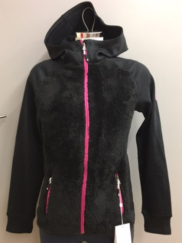 Cross Dame Ski Flistrøje m/hætte - Sort i str. Small