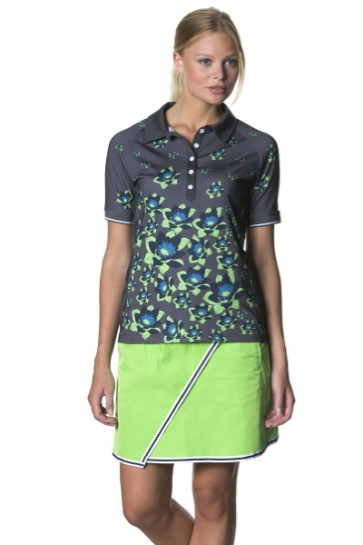 Cross Womens Flower Polo - Charcoal - str. Medium - (Kollektionsprøve) (Vejl. udsalgspris = kr. 749)